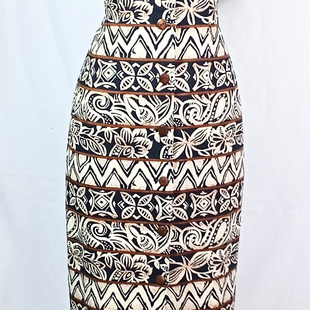 Maggy London Brown and White Midi Pencil Skirt Resort Wear